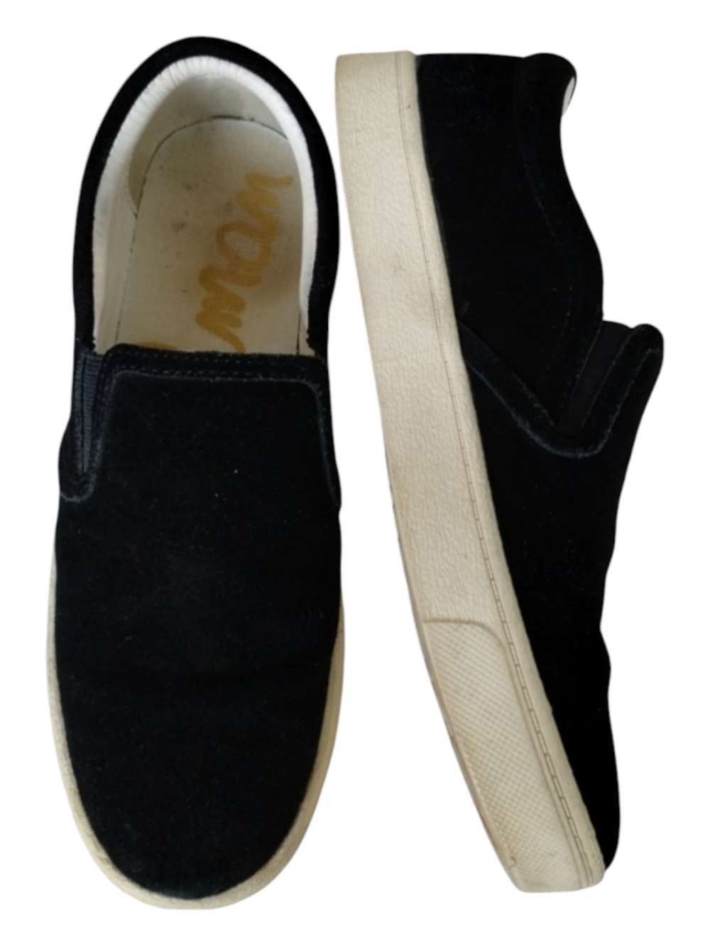 SAM EDELMAN Suede Sneaker Black Leather 7 Marvin